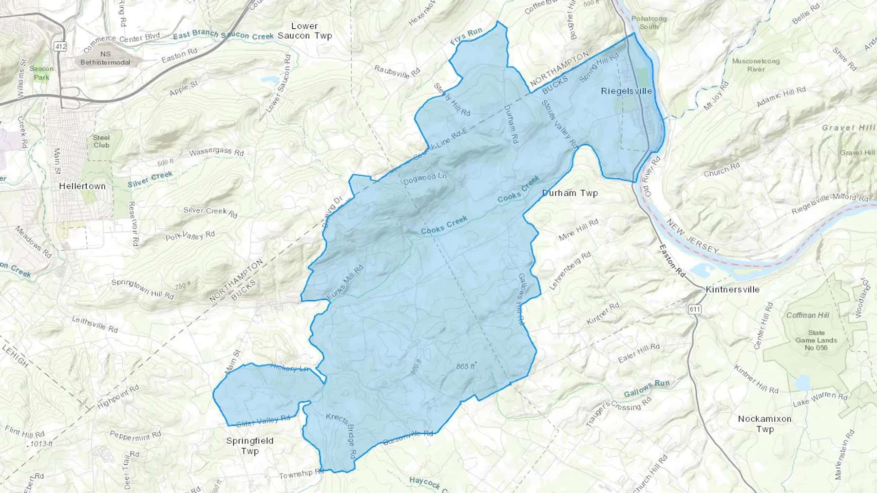 Durham, PA Cash heating Oil delivery map Map of the COD Fuel Oil delivery service area for Durham, PA