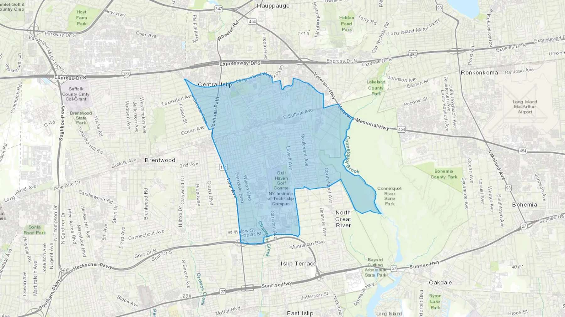 Central Islip, NY Cash heating Oil delivery map Map of the COD Fuel Oil delivery service area for Central Islip, NY
