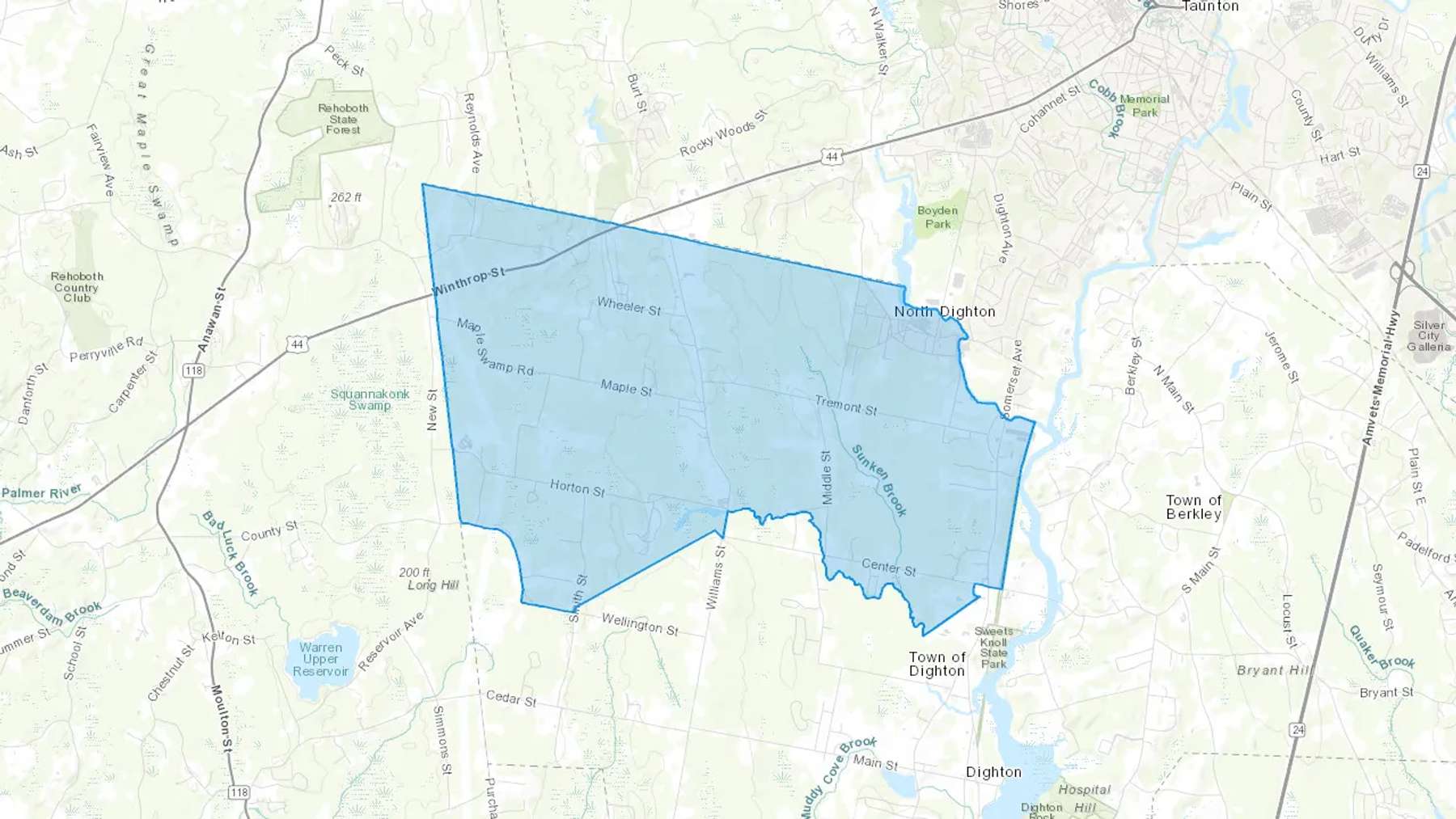 North Dighton, MA Cash heating Oil delivery map Map of the COD Fuel Oil delivery service area for North Dighton, MA