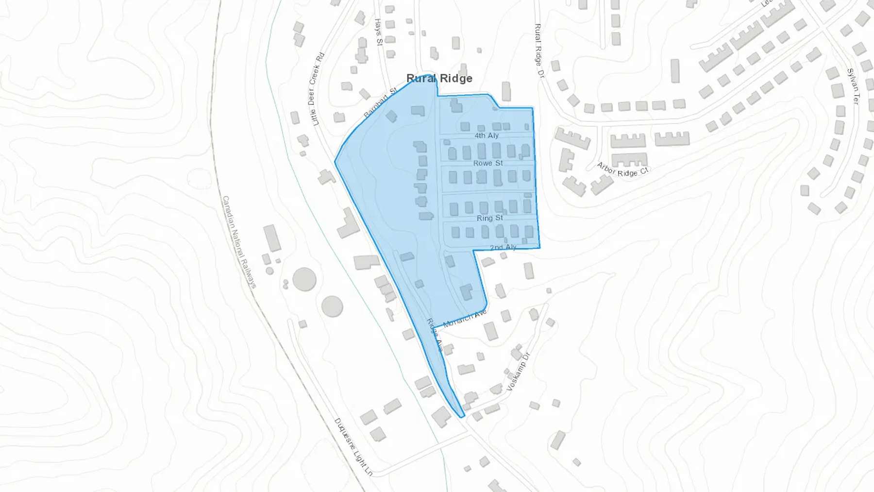 Rural Ridge, PA Cash heating Oil delivery map Map of the COD Fuel Oil delivery service area for Rural Ridge, PA