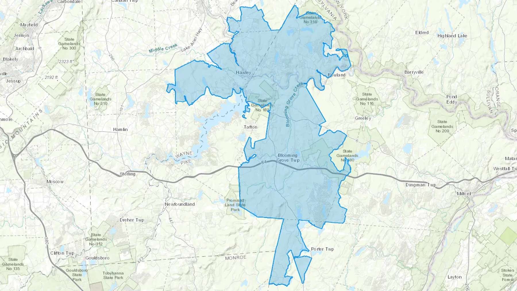 Lackawaxen, PA Cash heating Oil delivery map Map of the COD Fuel Oil delivery service area for Lackawaxen, PA