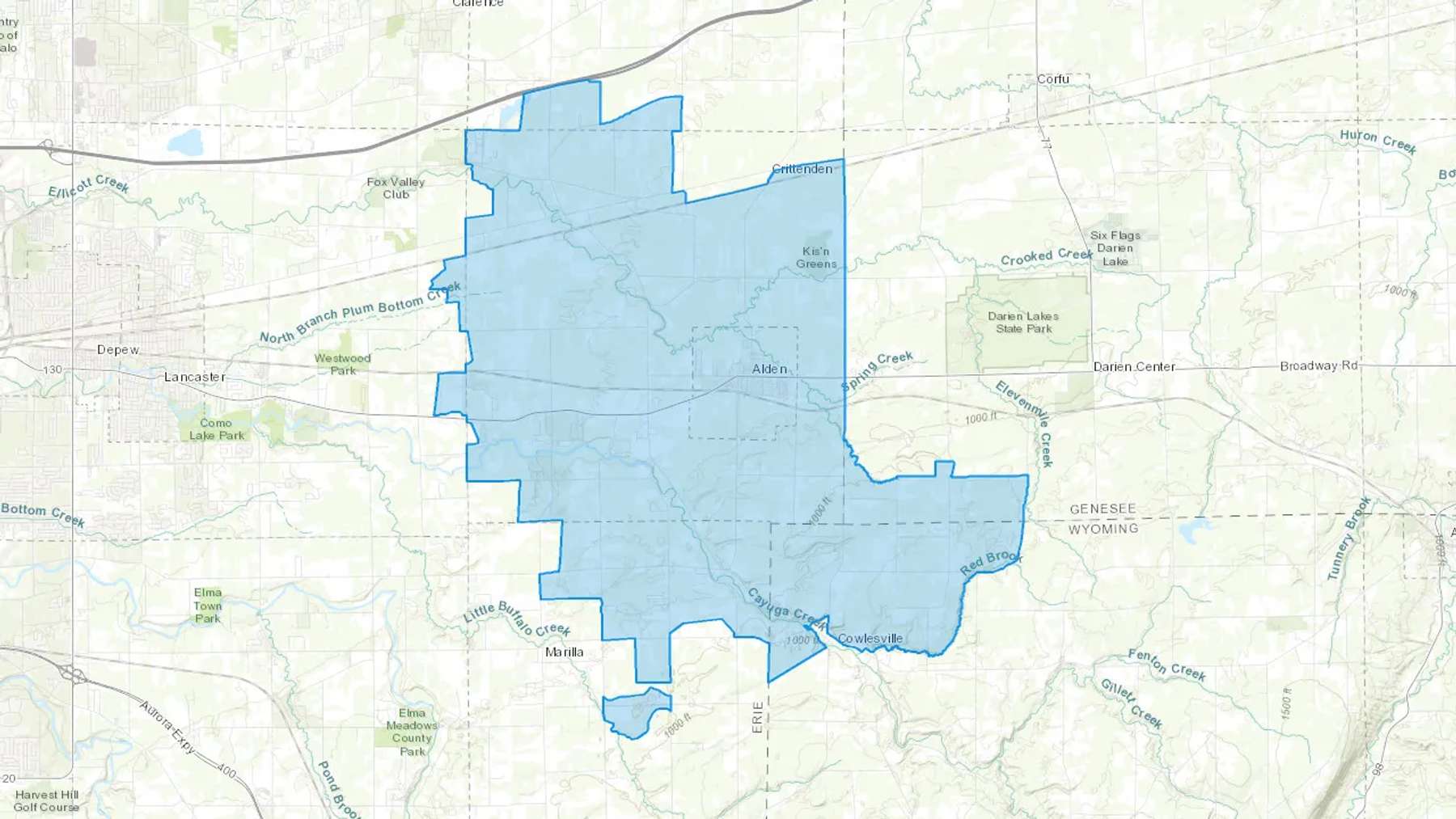 Alden, NY Cash heating Oil delivery map Map of the COD Fuel Oil delivery service area for Alden, NY