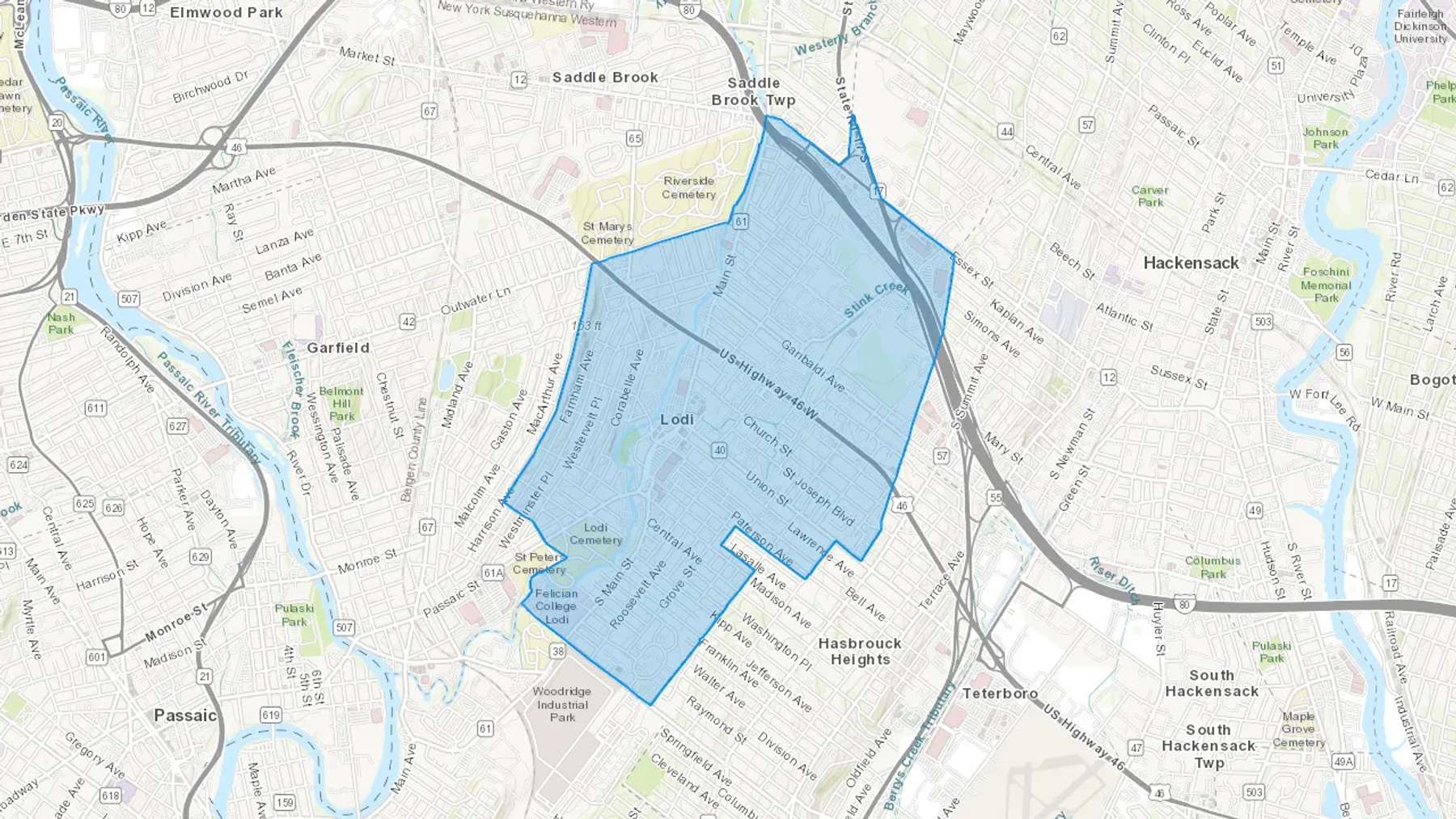 Lodi, NJ Cash heating Oil delivery map Map of the COD Fuel Oil delivery service area for Lodi, NJ