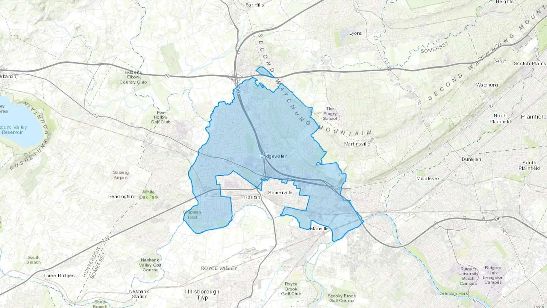 Bridgewater, NJ Cash heating Oil delivery map Map of the COD Fuel Oil delivery service area for Bridgewater, NJ