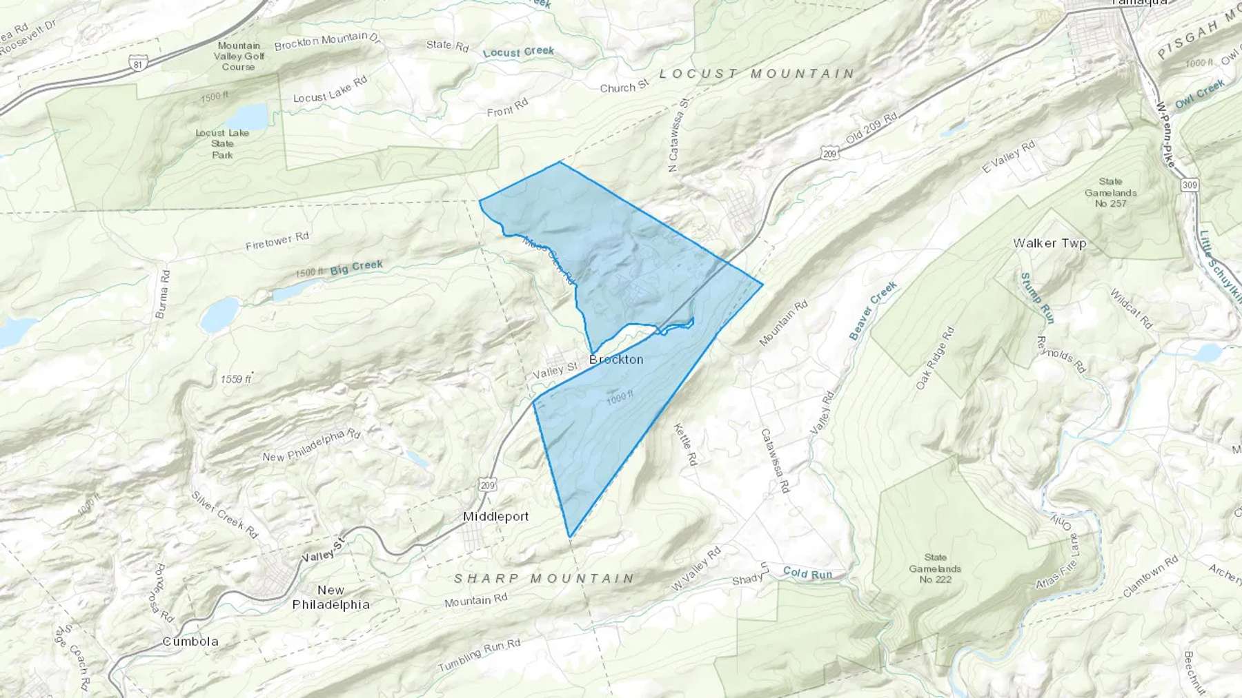 Mary D, PA Cash heating Oil delivery map Map of the COD Fuel Oil delivery service area for Mary D, PA