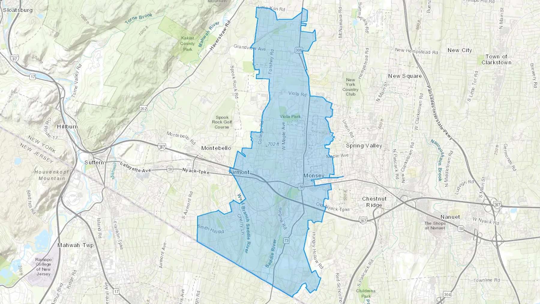 Monsey, NY Cash heating Oil delivery map Map of the COD Fuel Oil delivery service area for Monsey, NY