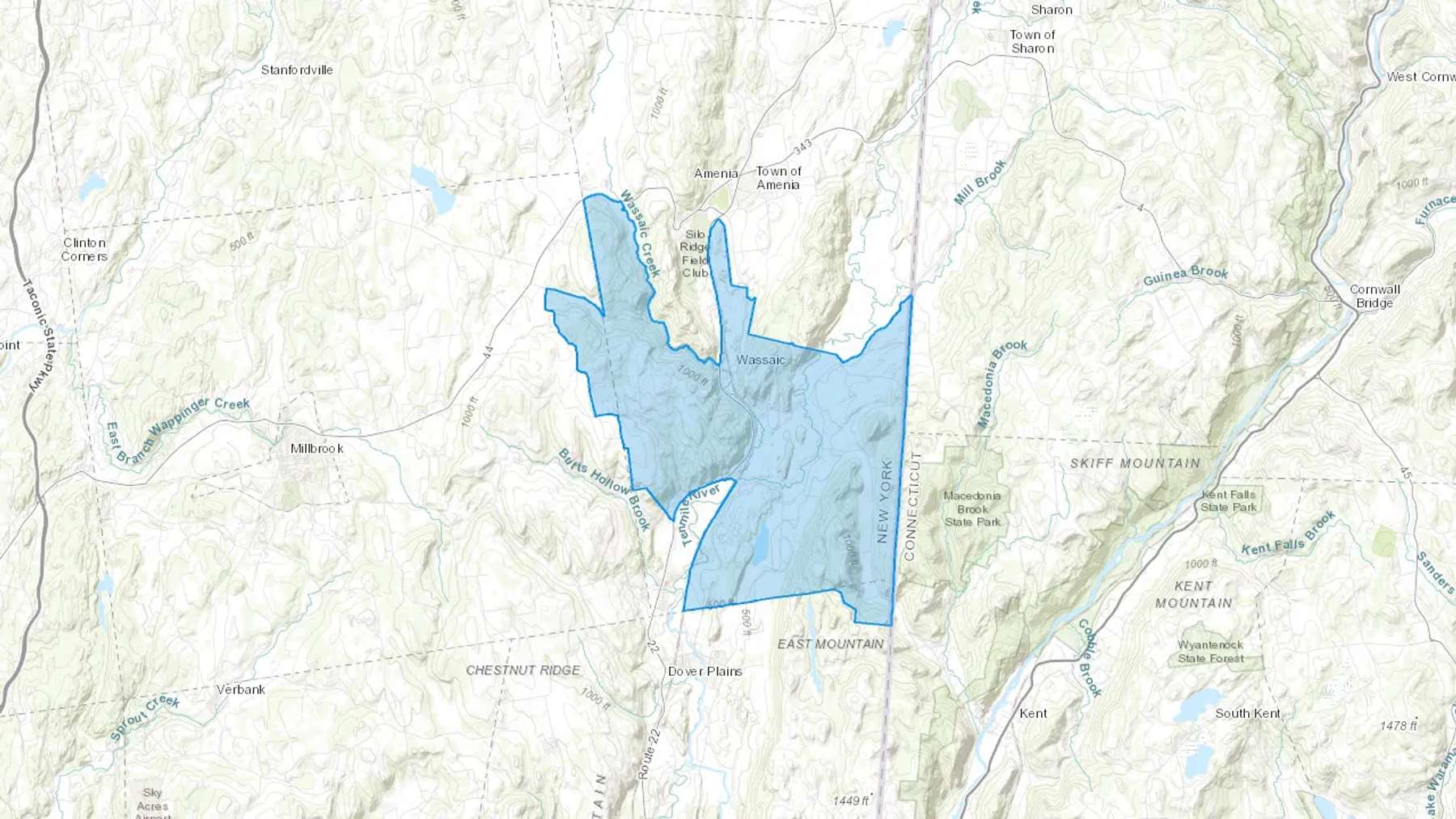 Wassaic, NY Cash heating Oil delivery map Map of the COD Fuel Oil delivery service area for Wassaic, NY