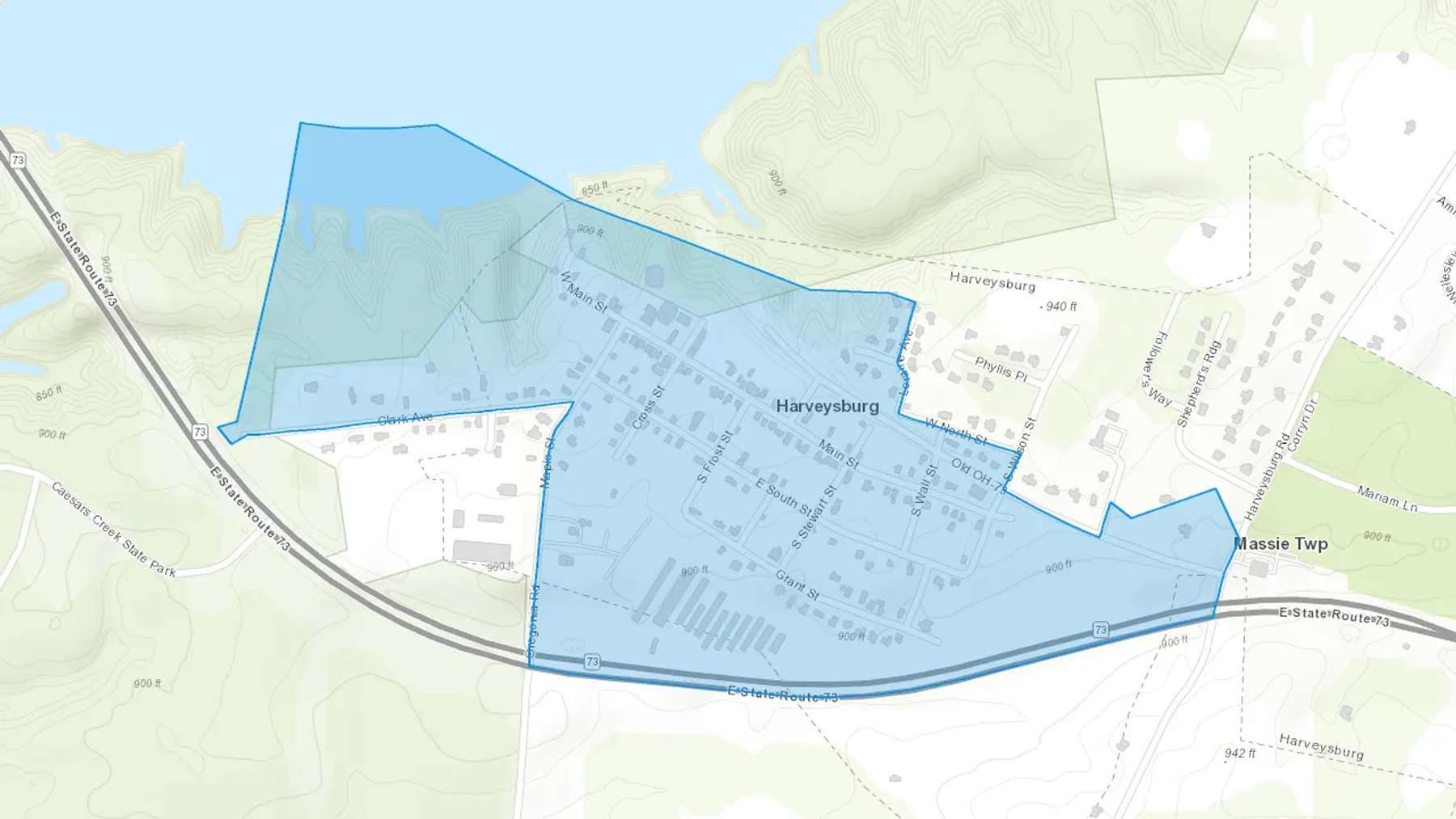 Harveysburg, OH Cash heating Oil delivery map Map of the COD Fuel Oil delivery service area for Harveysburg, OH