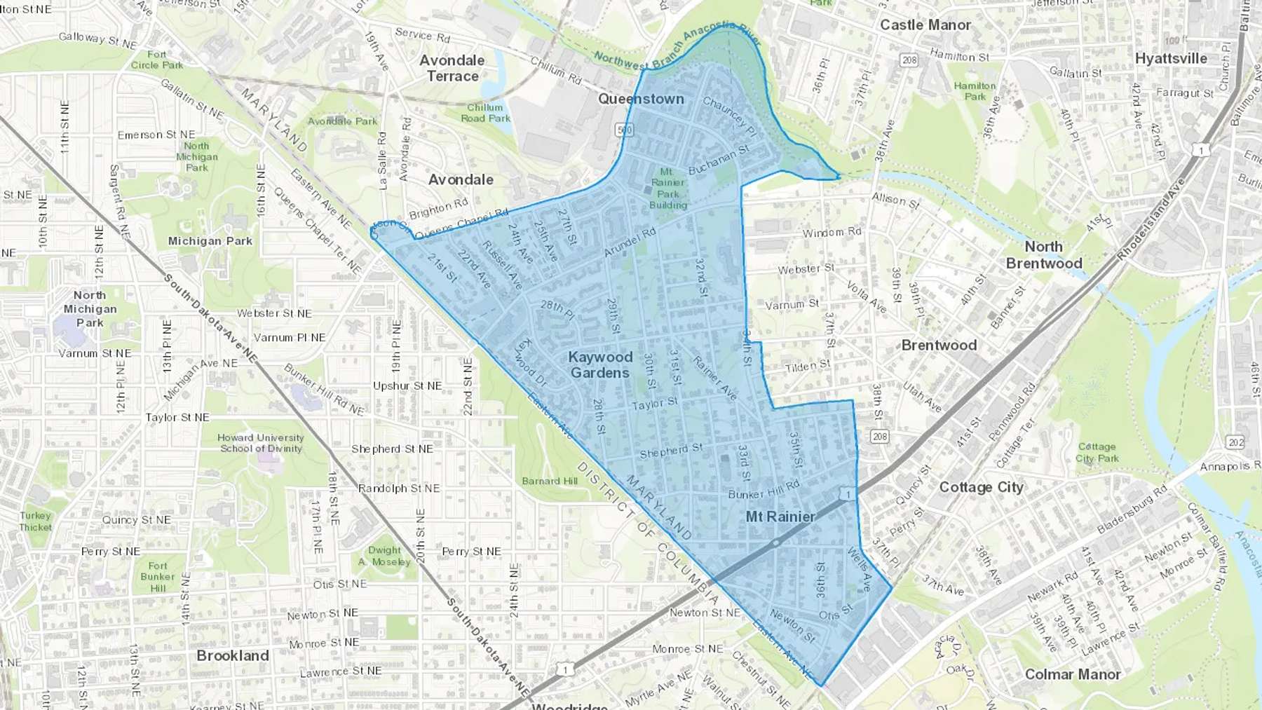 Mount Rainier, MD Cash heating Oil delivery map Map of the COD Fuel Oil delivery service area for Mount Rainier, MD