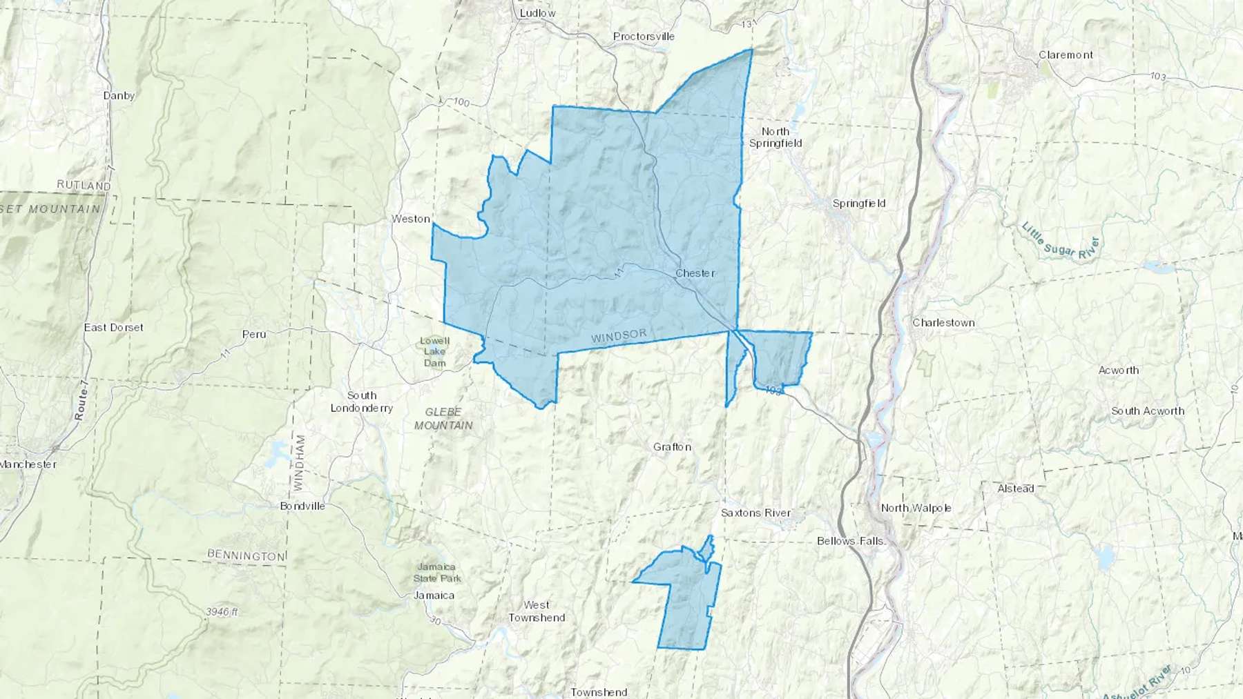 Chester, VT Cash heating Oil delivery map Map of the COD Fuel Oil delivery service area for Chester, VT