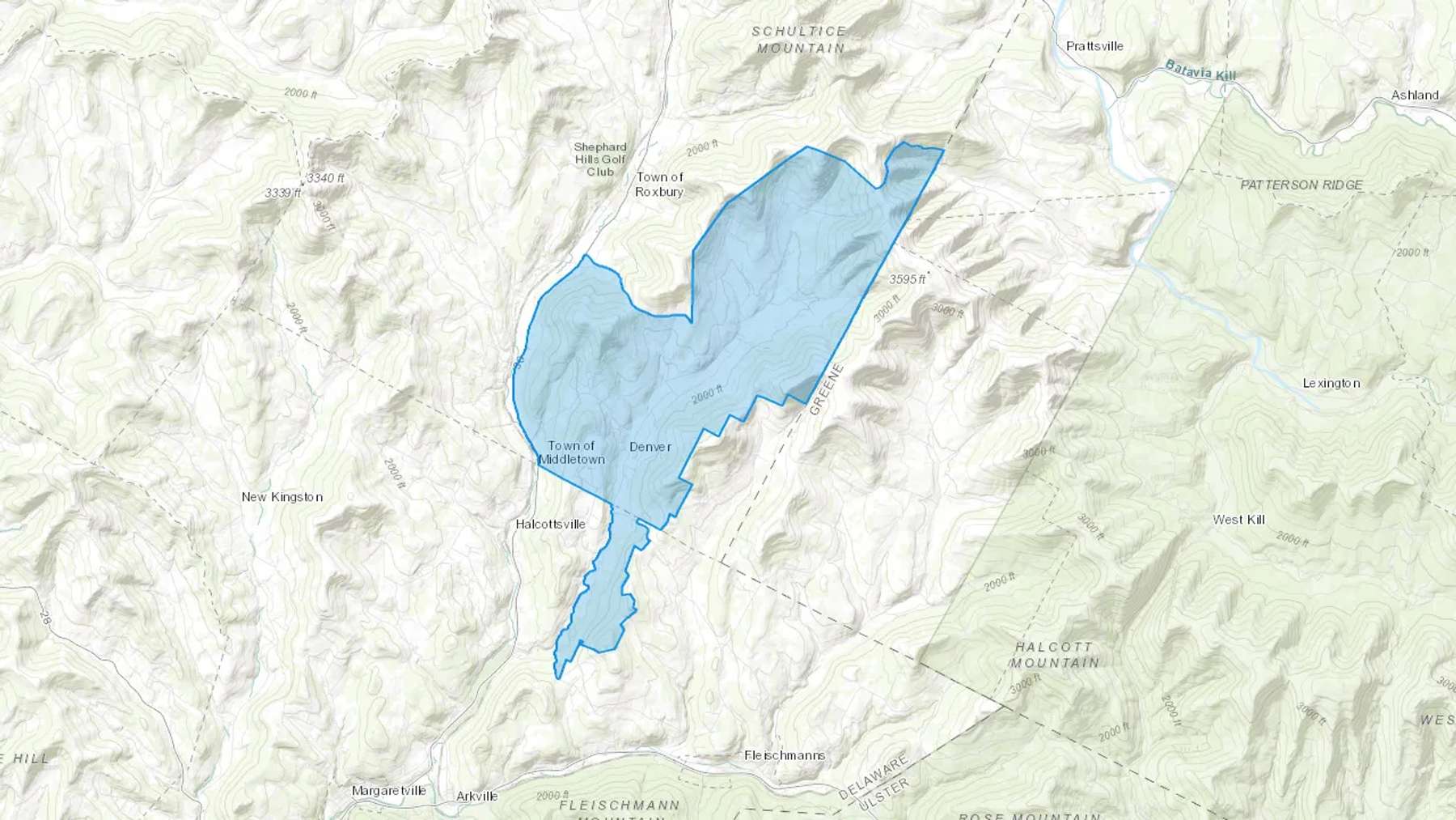 Denver, NY Cash heating Oil delivery map Map of the COD Fuel Oil delivery service area for Denver, NY