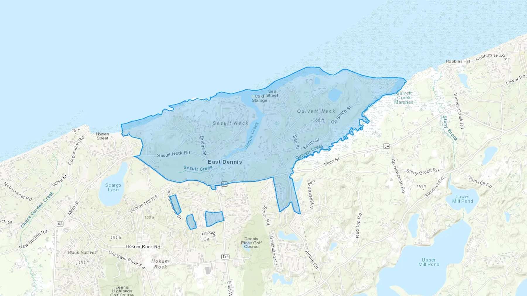 East Dennis, MA Cash heating Oil delivery map Map of the COD Fuel Oil delivery service area for East Dennis, MA