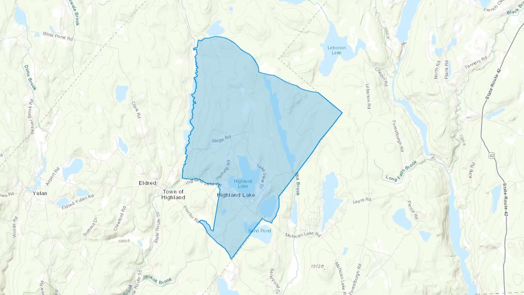 Highland Lake, NY Cash heating Oil delivery map Map of the COD Fuel Oil delivery service area for Highland Lake, NY