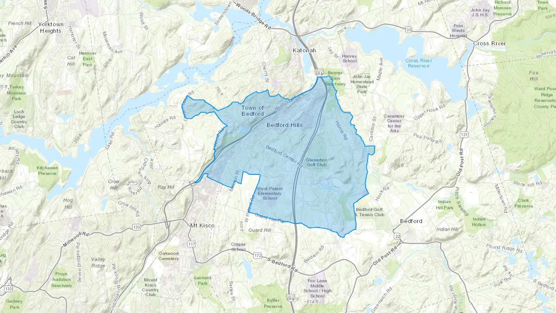 Bedford Hills, NY Cash heating Oil delivery map Map of the COD Fuel Oil delivery service area for Bedford Hills, NY