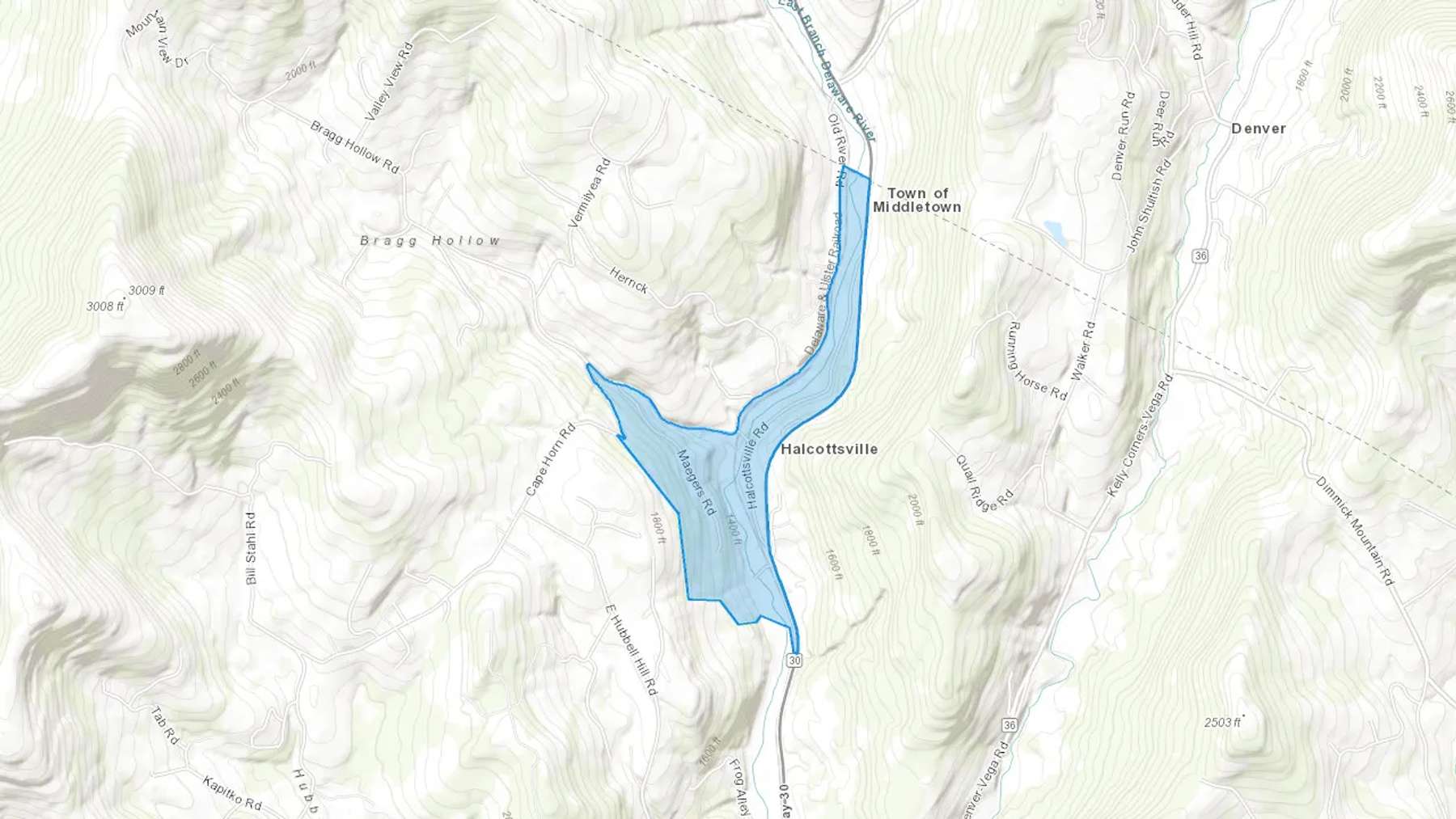 Halcottsville, NY Cash heating Oil delivery map Map of the COD Fuel Oil delivery service area for Halcottsville, NY