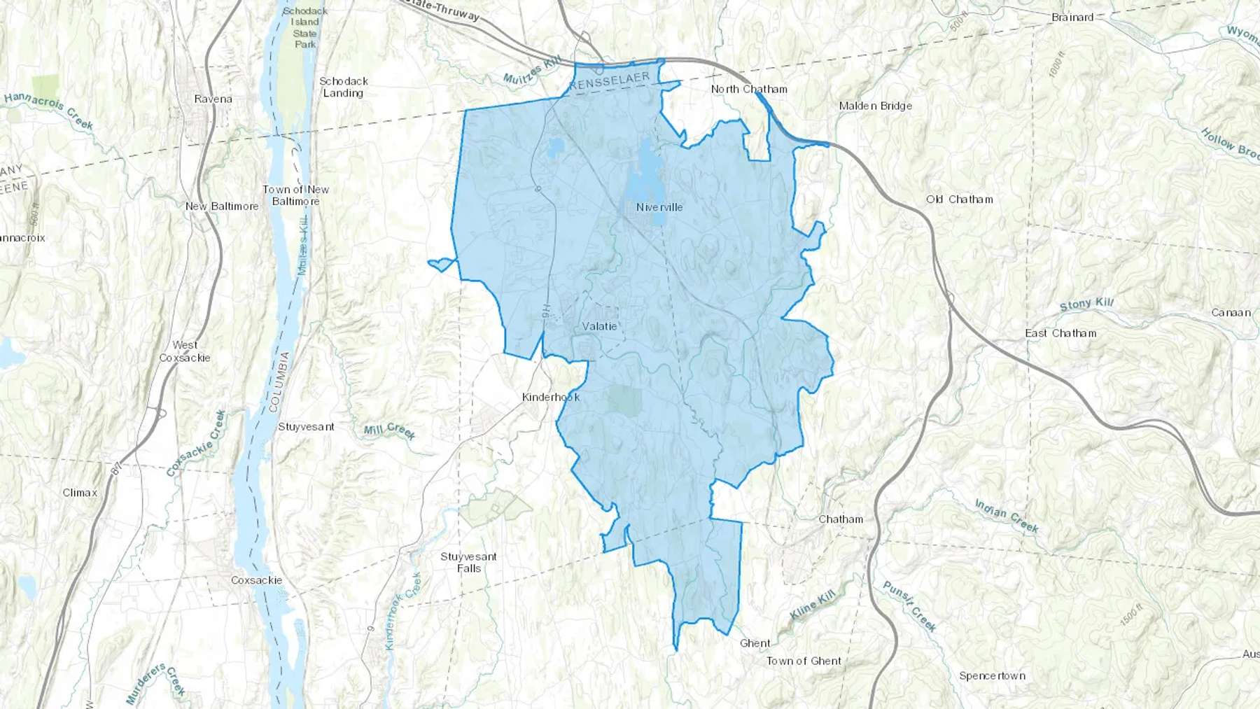Valatie, NY Cash heating Oil delivery map Map of the COD Fuel Oil delivery service area for Valatie, NY