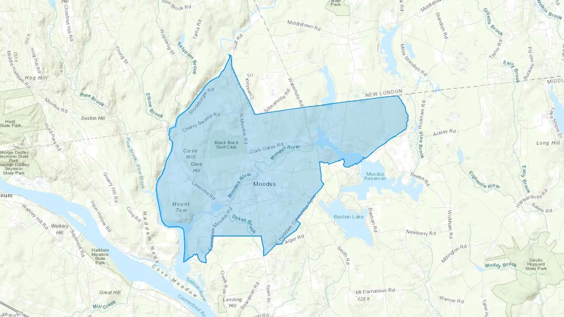 Moodus, CT Cash heating Oil delivery map Map of the COD Fuel Oil delivery service area for Moodus, CT