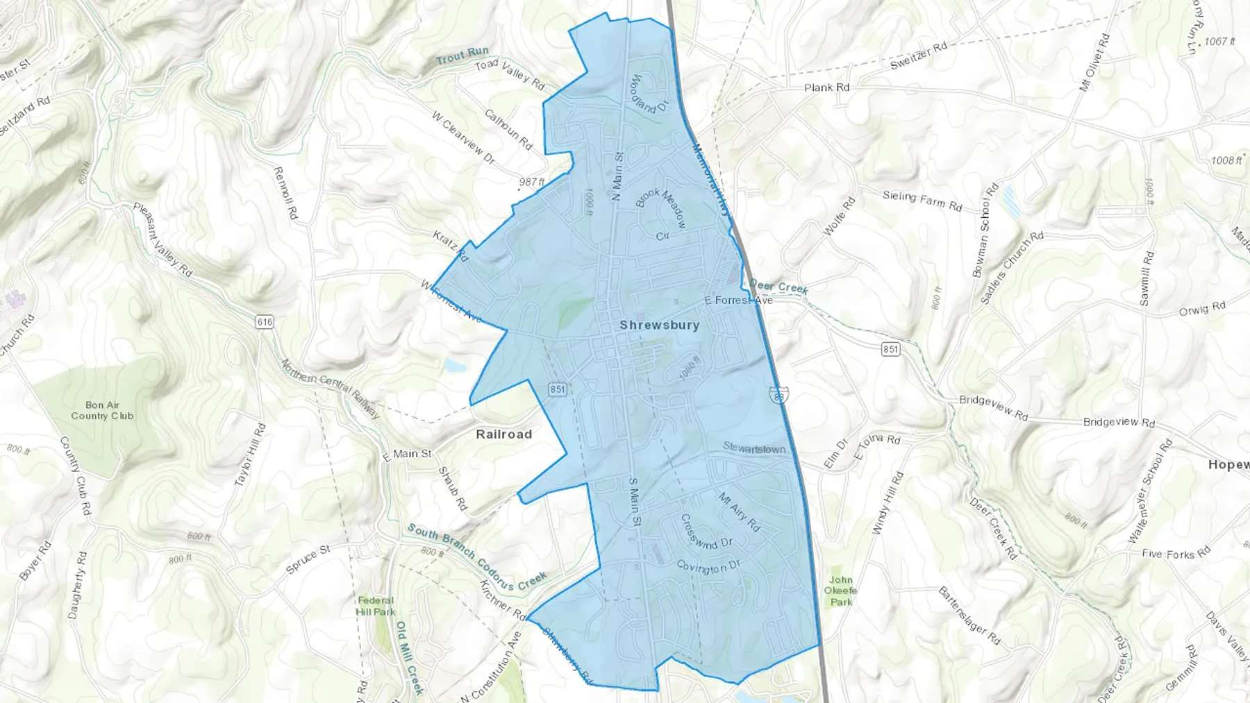 New Freedom, PA Cash heating Oil delivery map Map of the COD Fuel Oil delivery service area for New Freedom, PA