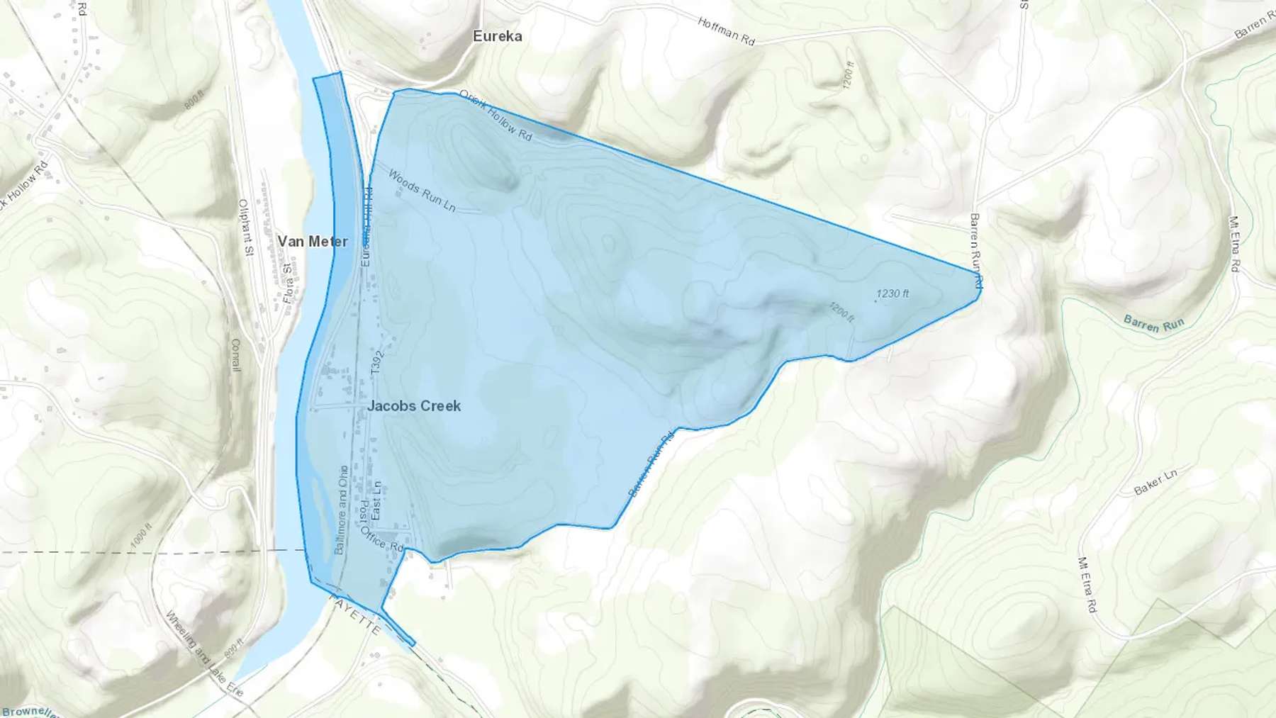 Jacobs Creek, PA Cash heating Oil delivery map Map of the COD Fuel Oil delivery service area for Jacobs Creek, PA