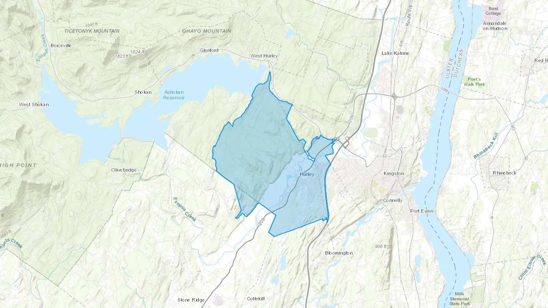 Hurley, NY Cash heating Oil delivery map Map of the COD Fuel Oil delivery service area for Hurley, NY