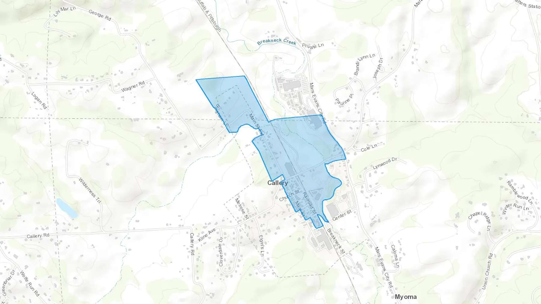 Callery, PA Cash heating Oil delivery map Map of the COD Fuel Oil delivery service area for Callery, PA