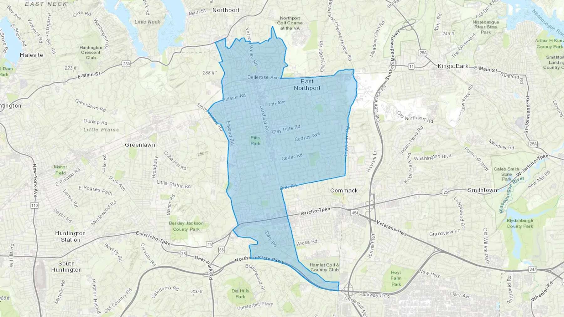East Northport, NY Cash heating Oil delivery map Map of the COD Fuel Oil delivery service area for East Northport, NY