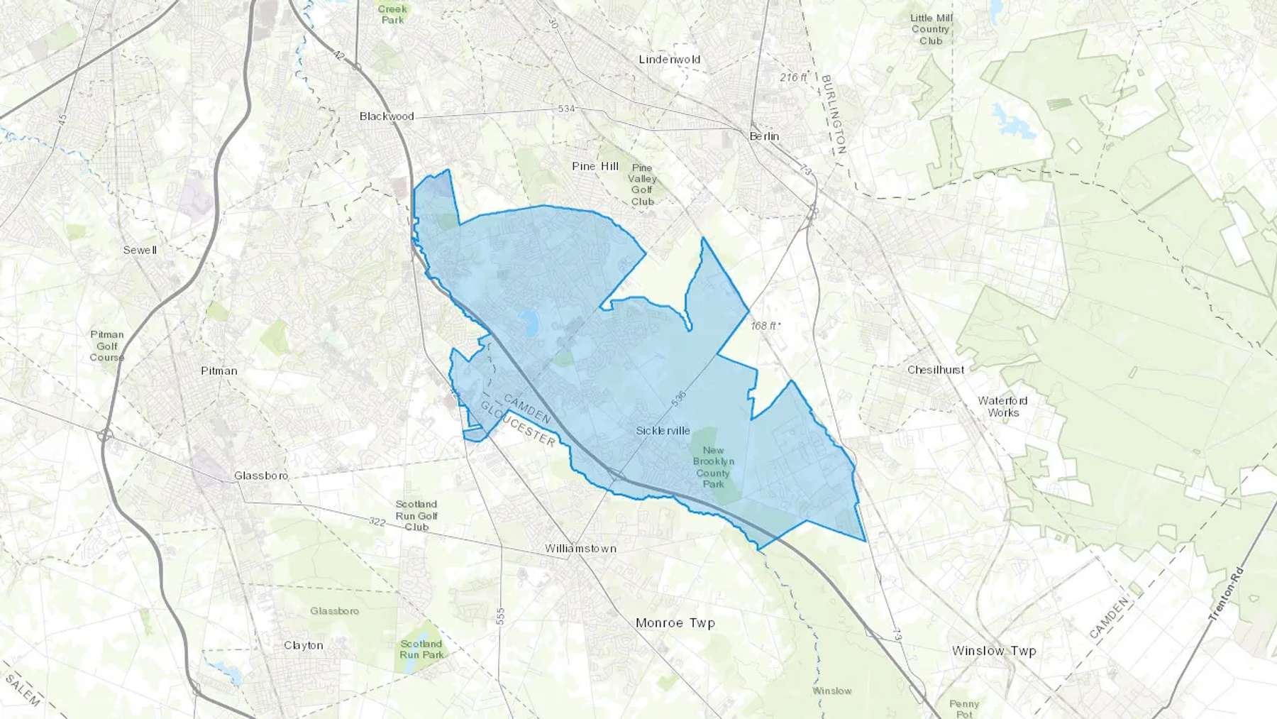 Cedar Brook, NJ Cash heating Oil delivery map Map of the COD Fuel Oil delivery service area for Cedar Brook, NJ