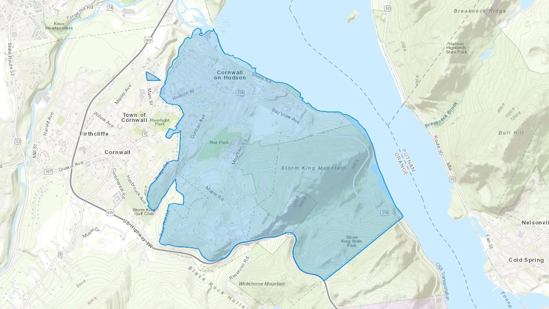 Cornwall On Hudson, NY Cash heating Oil delivery map Map of the COD Fuel Oil delivery service area for Cornwall On Hudson, NY