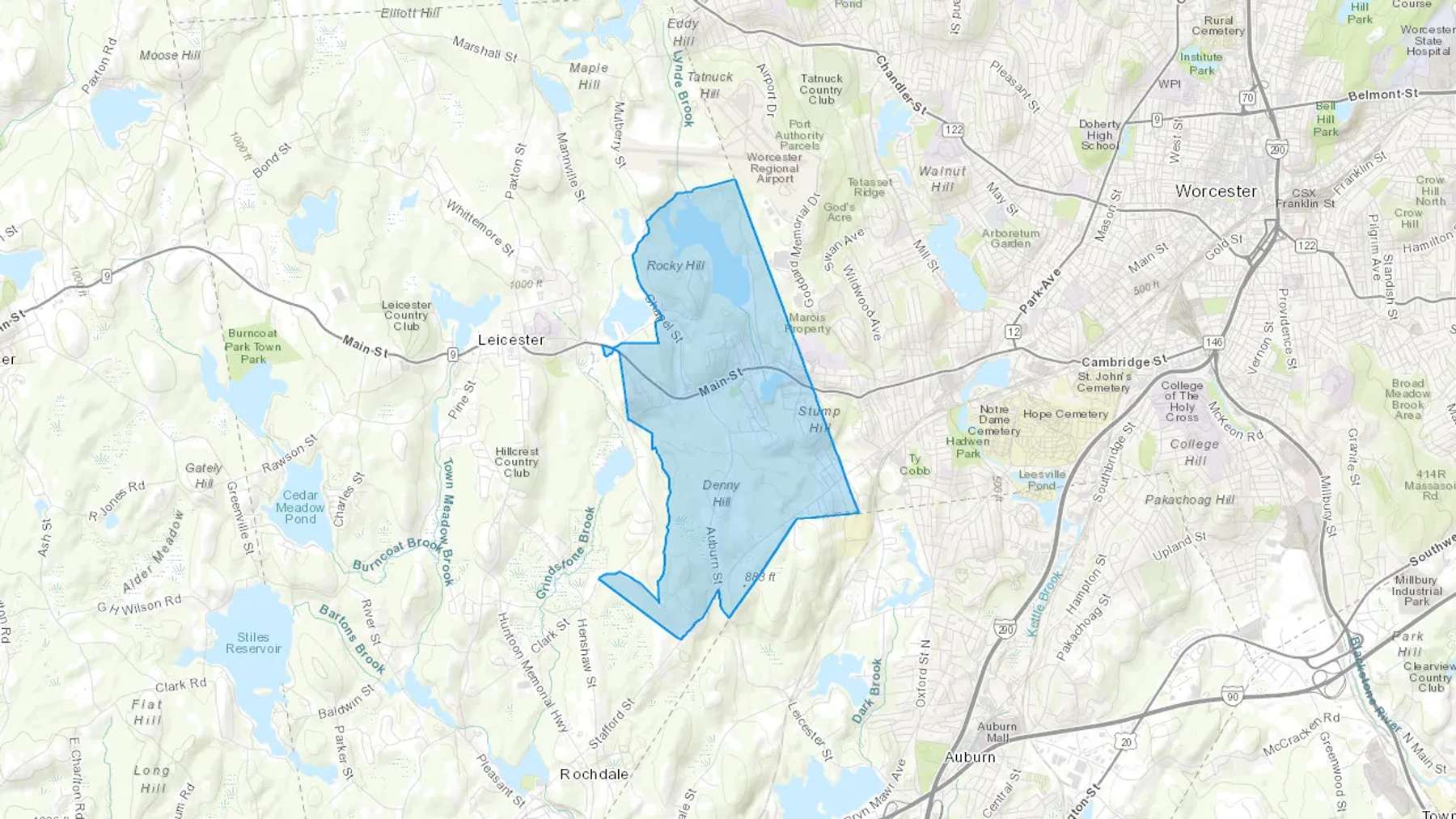 Cherry Valley, MA Cash heating Oil delivery map Map of the COD Fuel Oil delivery service area for Cherry Valley, MA