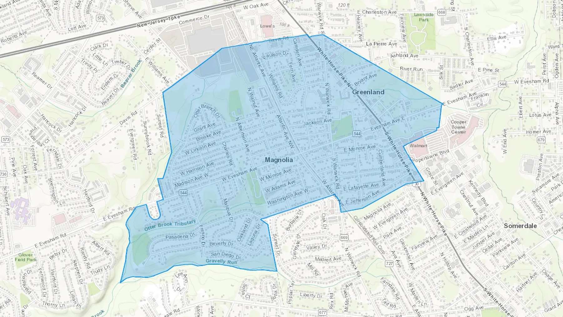Magnolia, NJ Cash heating Oil delivery map Map of the COD Fuel Oil delivery service area for Magnolia, NJ