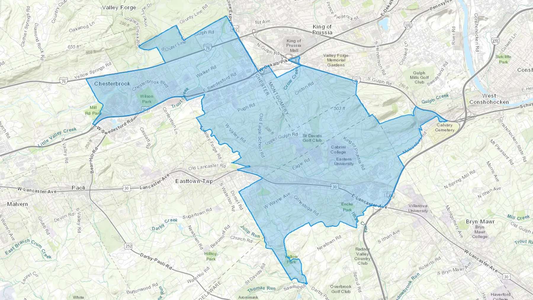 Wayne, PA Cash heating Oil delivery map Map of the COD Fuel Oil delivery service area for Wayne, PA