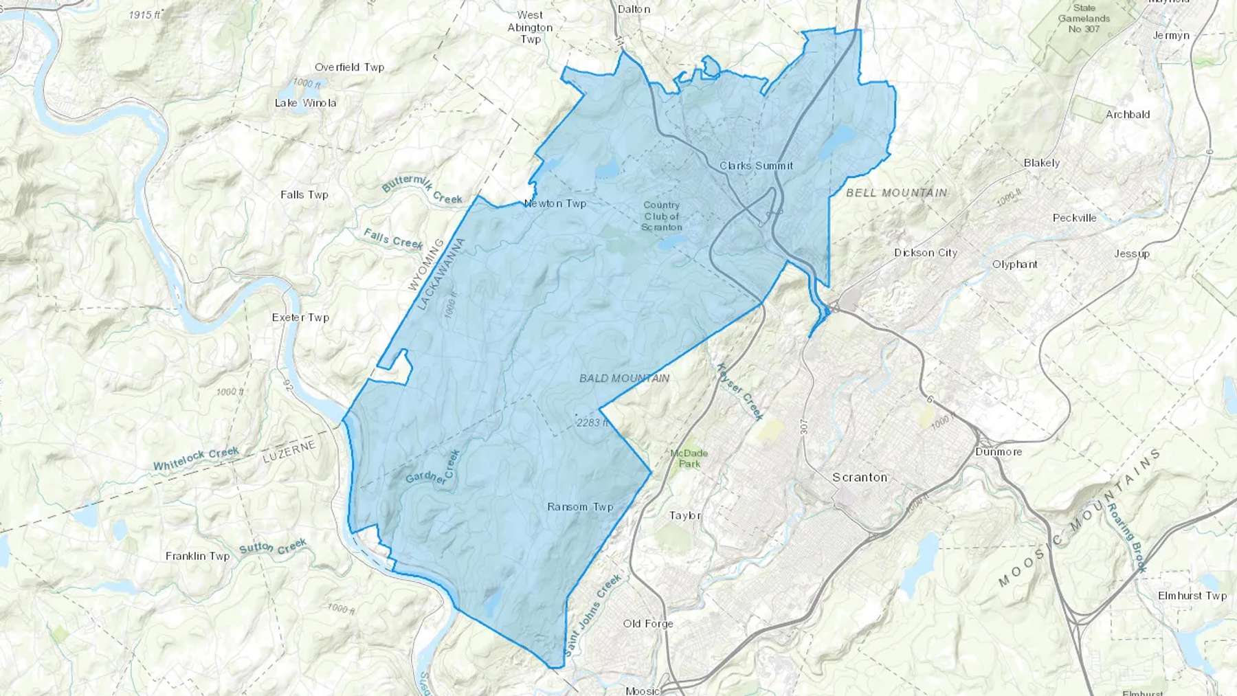 Clarks Summit, PA Cash heating Oil delivery map Map of the COD Fuel Oil delivery service area for Clarks Summit, PA