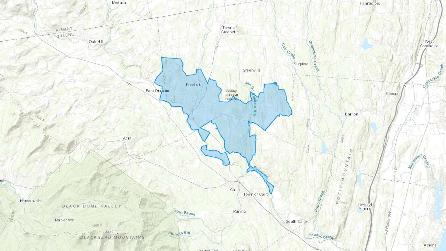 Freehold, NY Cash heating Oil delivery map Map of the COD Fuel Oil delivery service area for Freehold, NY
