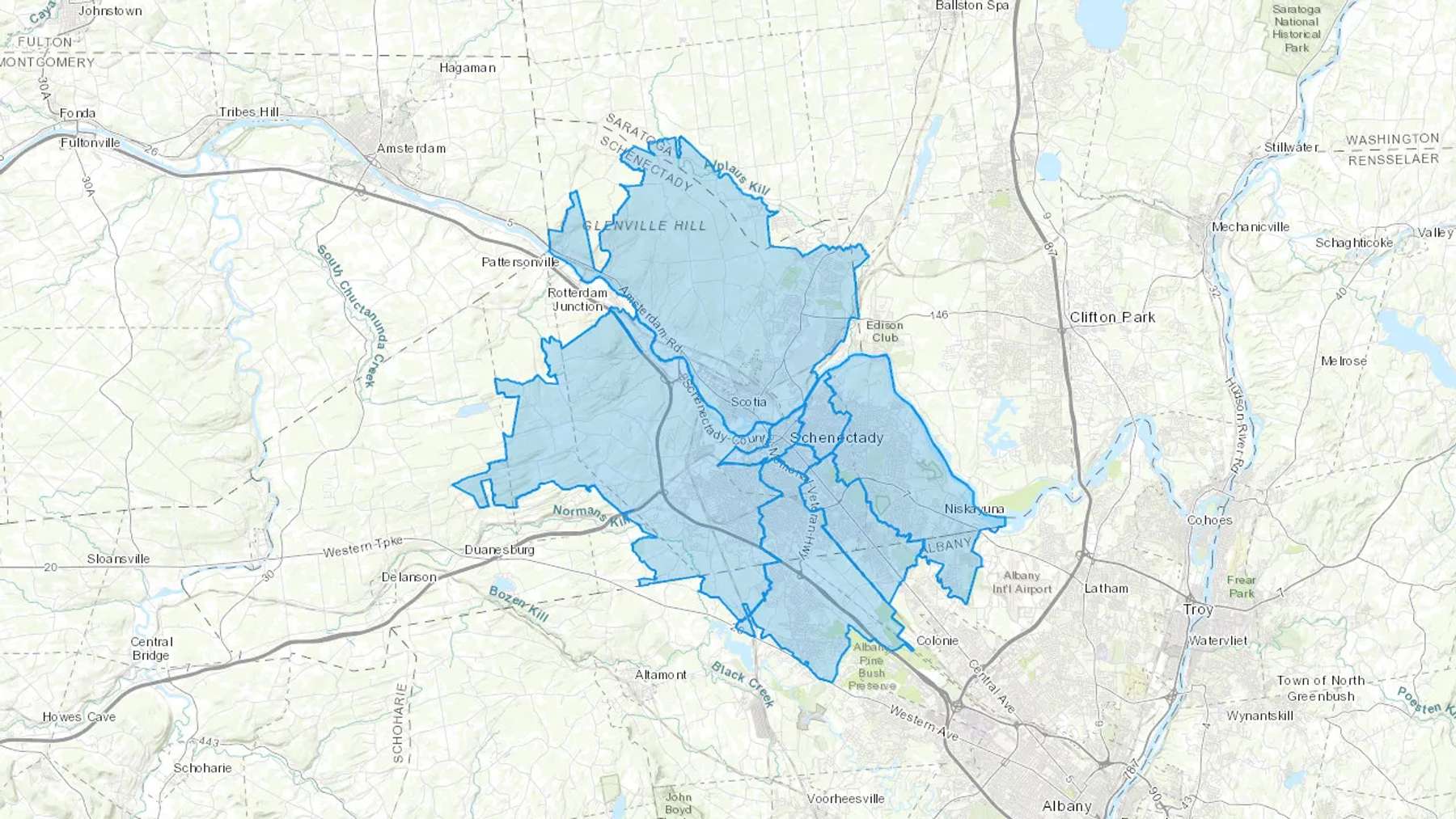 Schenectady, NY Cash heating Oil delivery map Map of the COD Fuel Oil delivery service area for Schenectady, NY