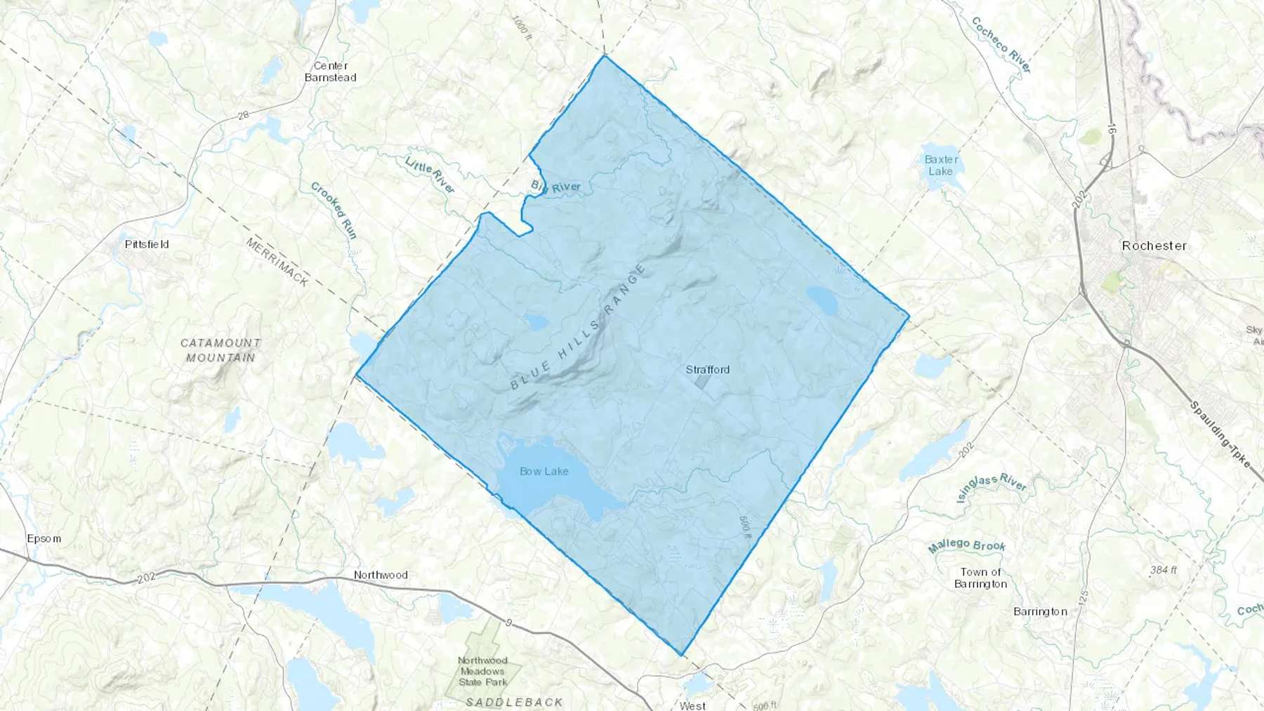 Strafford, NH Cash heating Oil delivery map Map of the COD Fuel Oil delivery service area for Strafford, NH