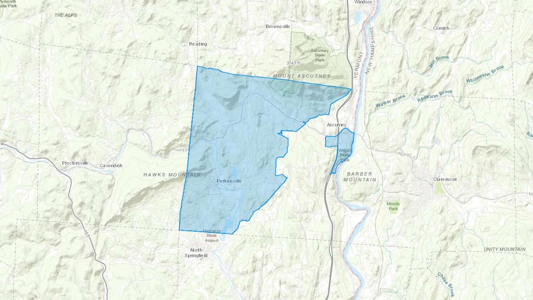 Perkinsville, VT Cash heating Oil delivery map Map of the COD Fuel Oil delivery service area for Perkinsville, VT