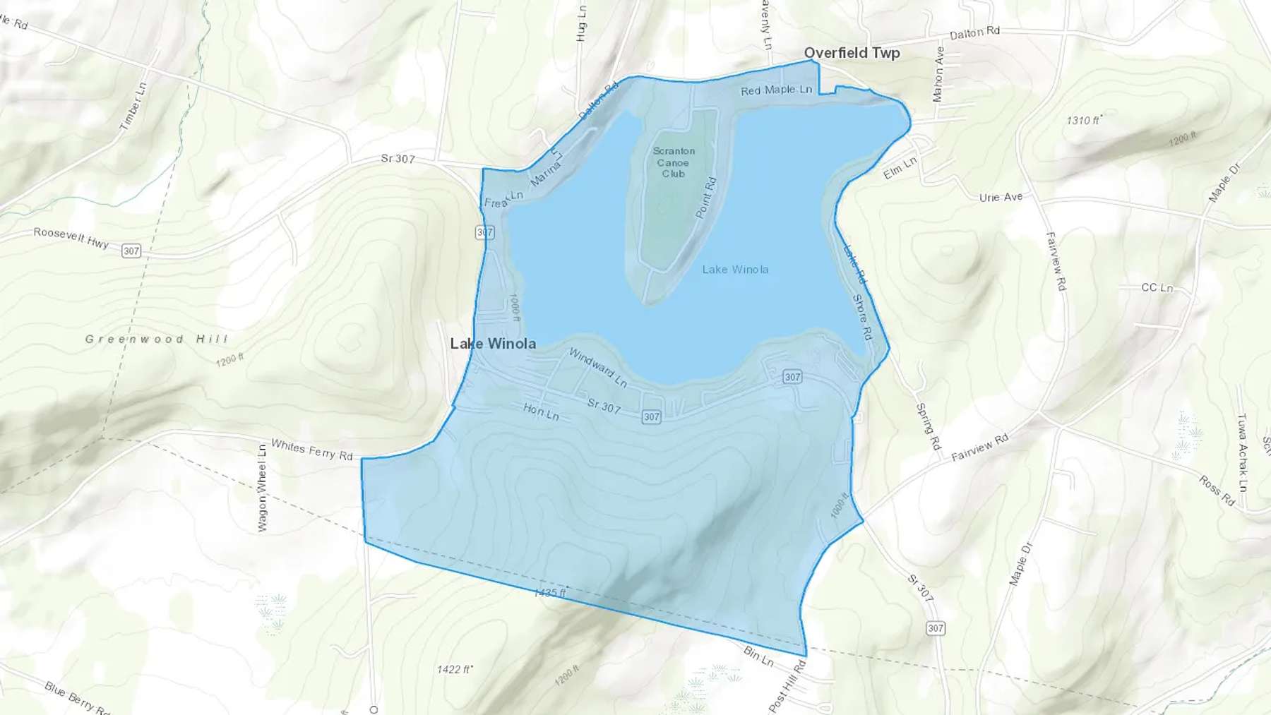 Lake Winola, PA Cash heating Oil delivery map Map of the COD Fuel Oil delivery service area for Lake Winola, PA