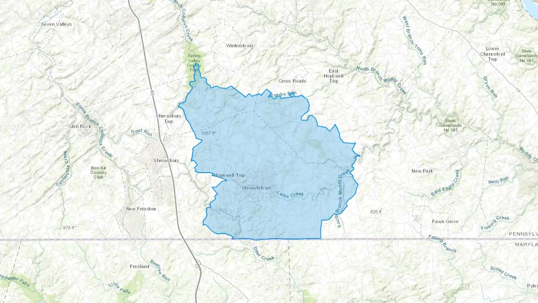 Stewartstown, PA Cash heating Oil delivery map Map of the COD Fuel Oil delivery service area for Stewartstown, PA