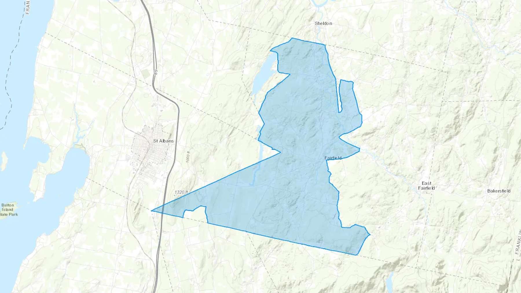 Fairfield, VT Cash heating Oil delivery map Map of the COD Fuel Oil delivery service area for Fairfield, VT