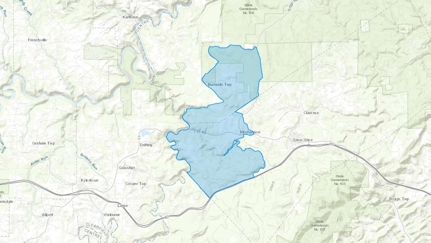 Moshannon, PA Cash heating Oil delivery map Map of the COD Fuel Oil delivery service area for Moshannon, PA