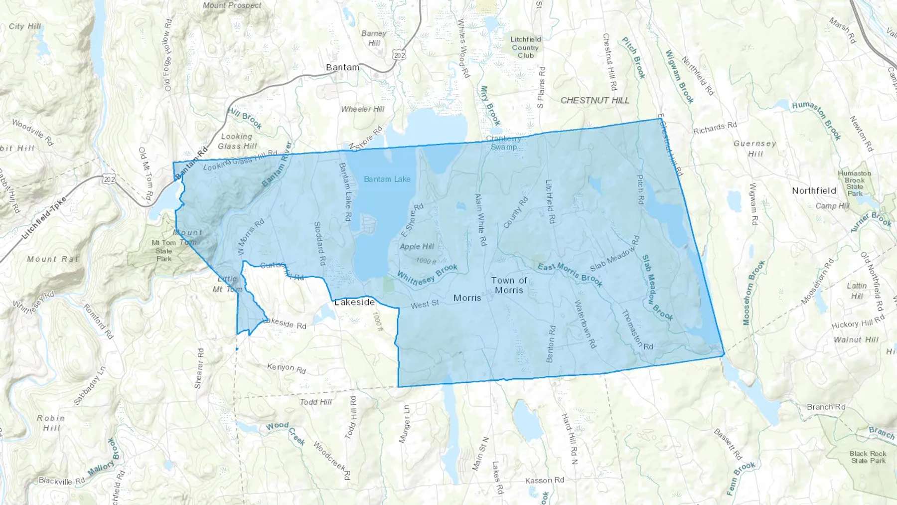 Morris, CT Cash heating Oil delivery map Map of the COD Fuel Oil delivery service area for Morris, CT