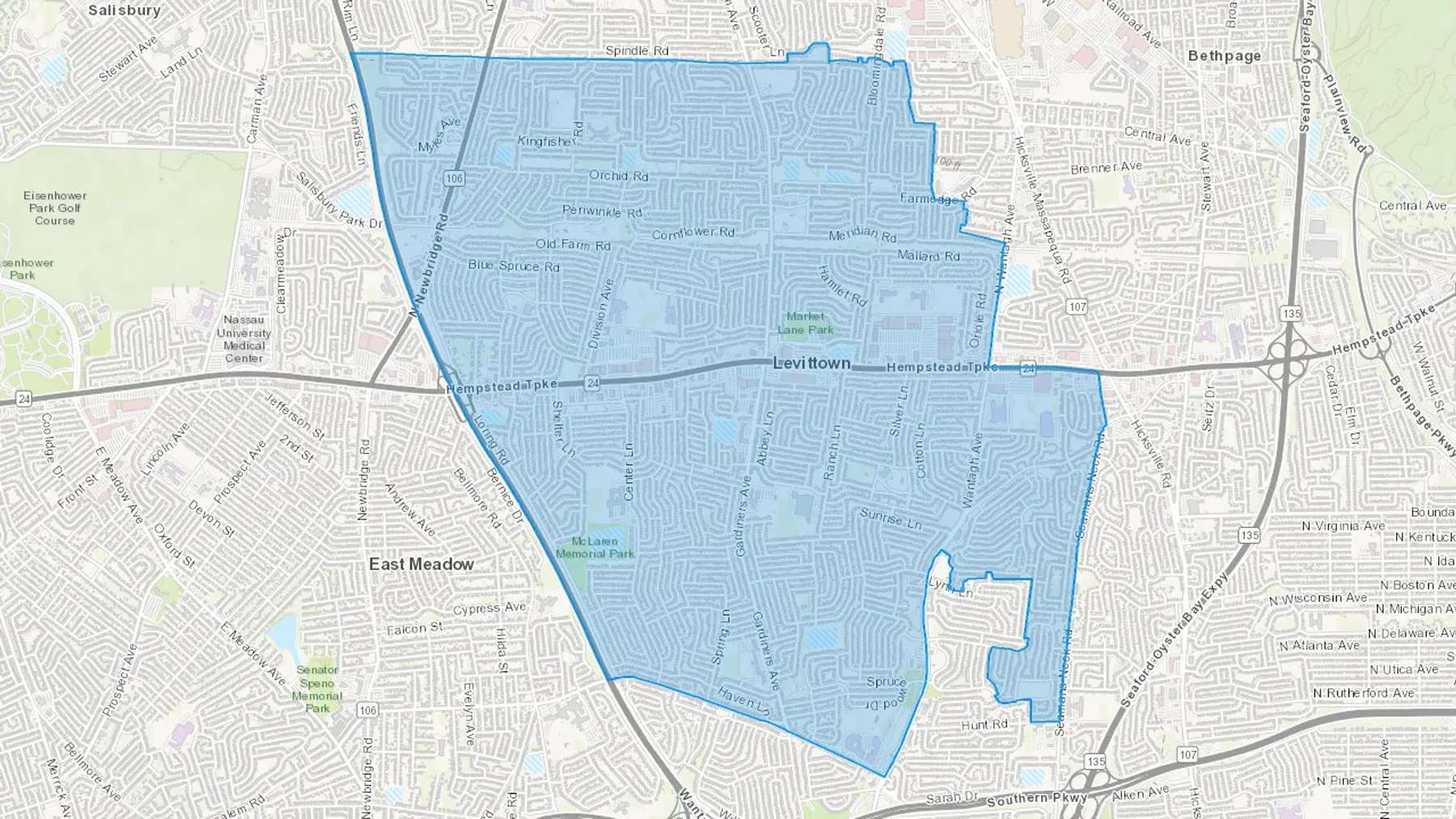 Levittown, NY Cash heating Oil delivery map Map of the COD Fuel Oil delivery service area for Levittown, NY