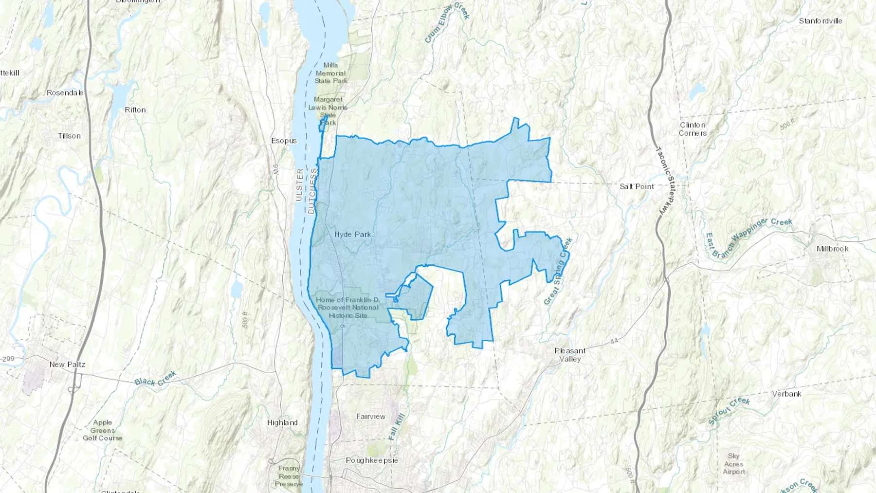 Hyde Park, NY Cash heating Oil delivery map Map of the COD Fuel Oil delivery service area for Hyde Park, NY