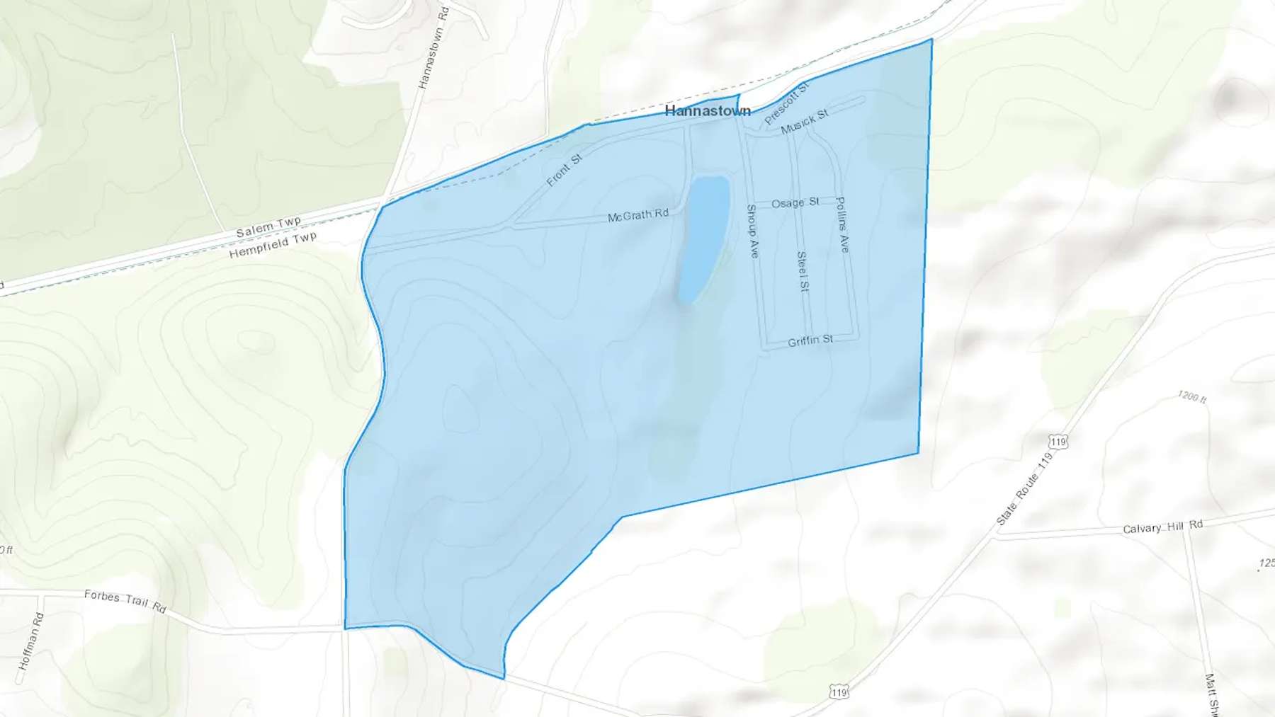 Hannastown, PA Cash heating Oil delivery map Map of the COD Fuel Oil delivery service area for Hannastown, PA