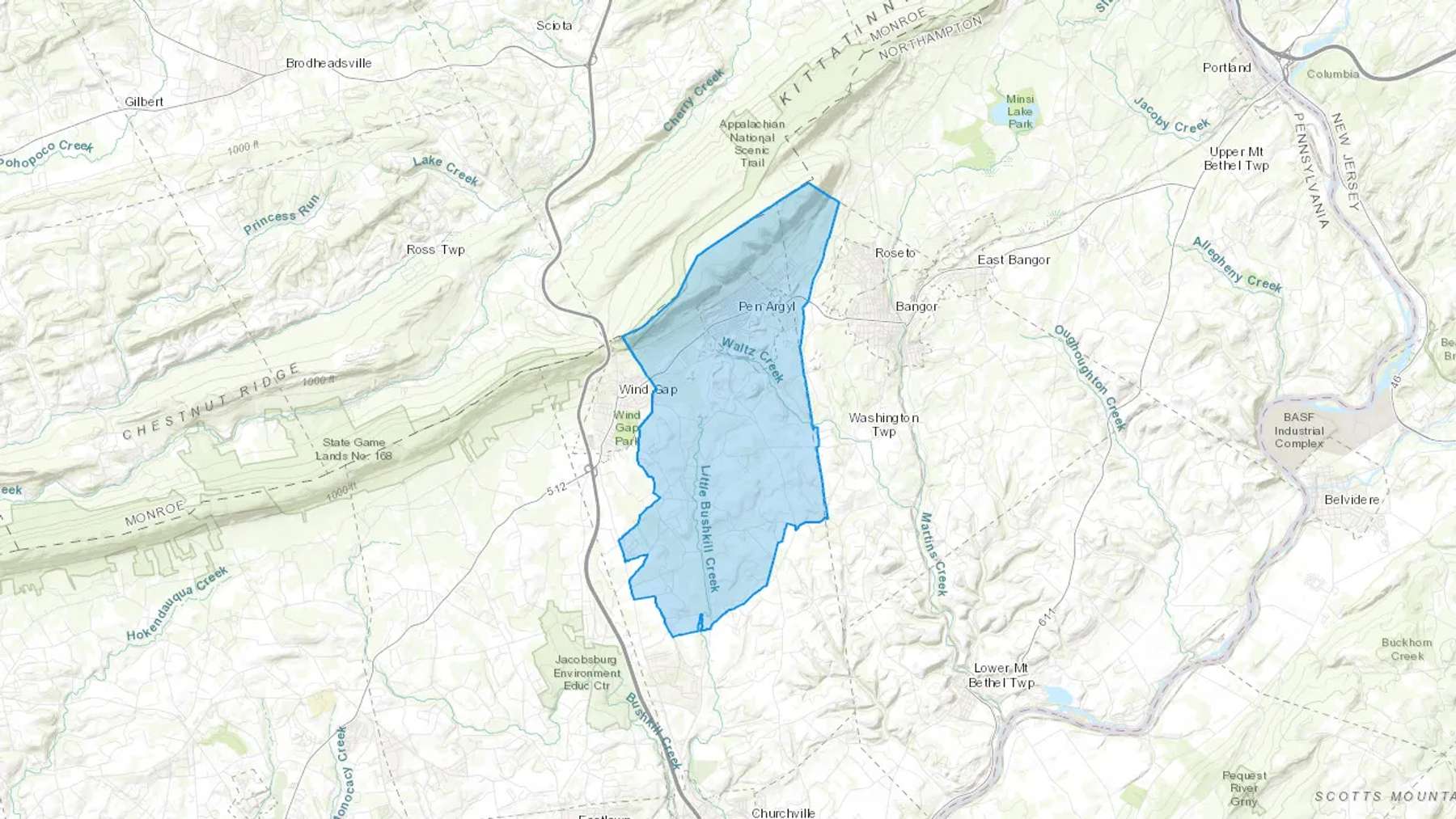 Pen Argyl, PA Cash heating Oil delivery map Map of the COD Fuel Oil delivery service area for Pen Argyl, PA