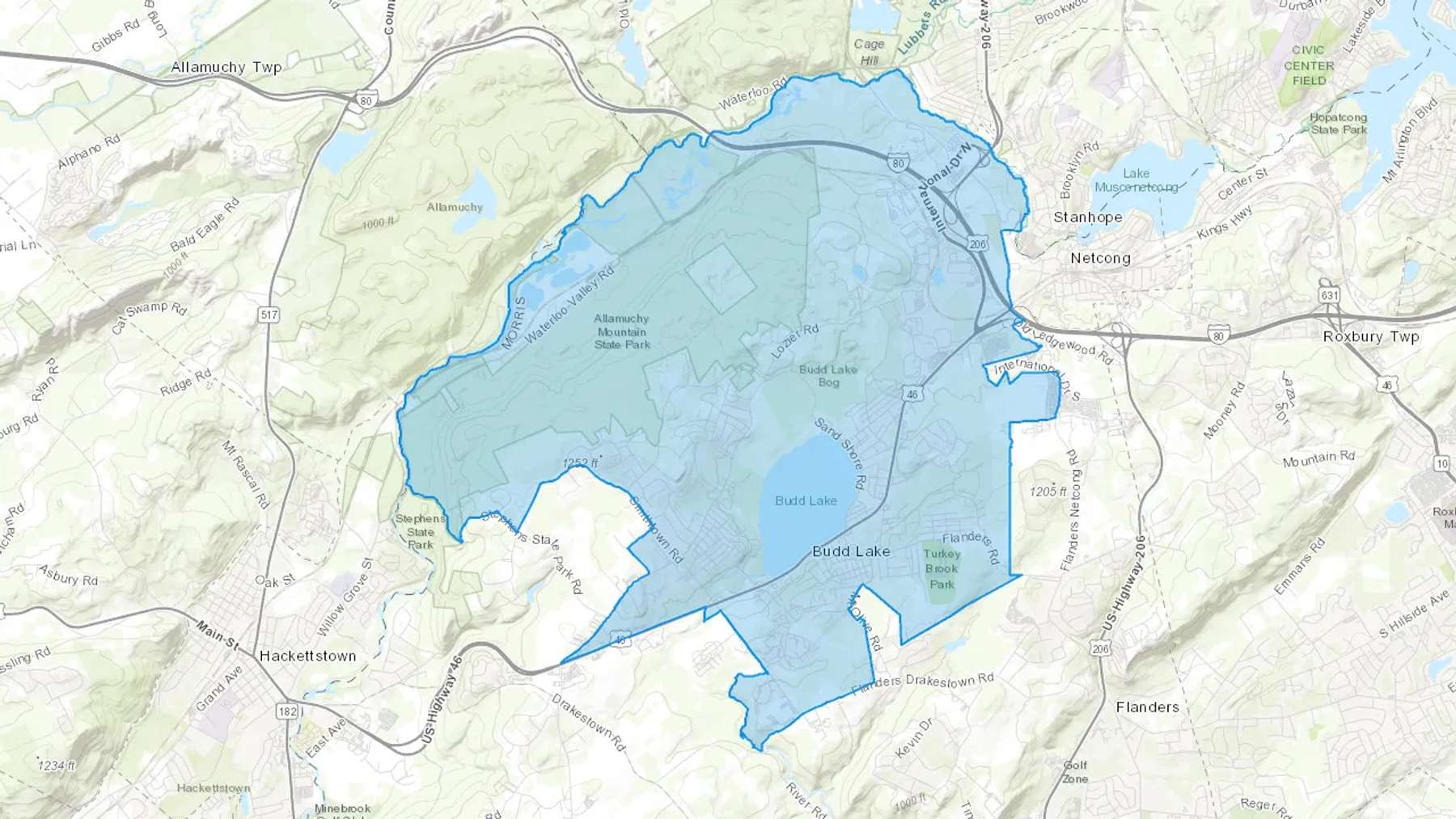Budd Lake, NJ Cash heating Oil delivery map Map of the COD Fuel Oil delivery service area for Budd Lake, NJ