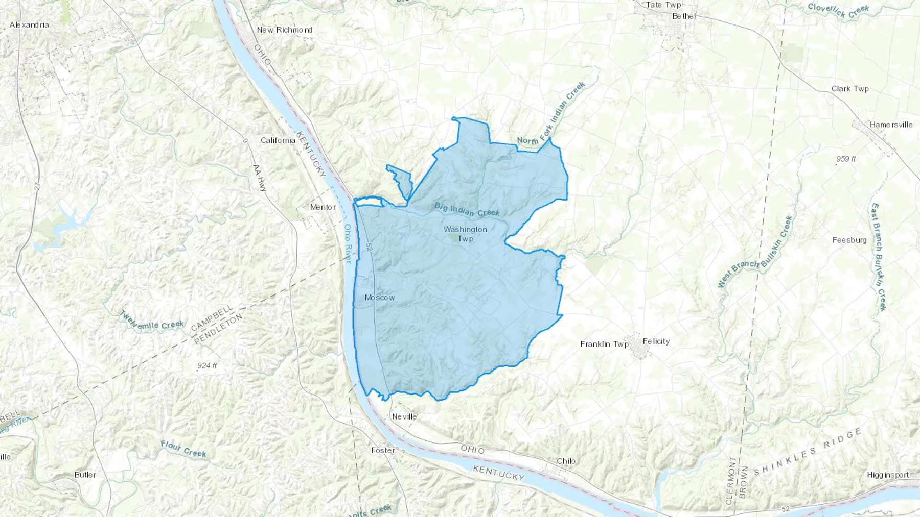 Moscow, OH Cash heating Oil delivery map Map of the COD Fuel Oil delivery service area for Moscow, OH