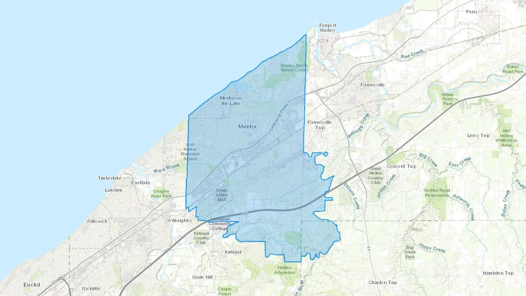 Mentor, OH Cash heating Oil delivery map Map of the COD Fuel Oil delivery service area for Mentor, OH