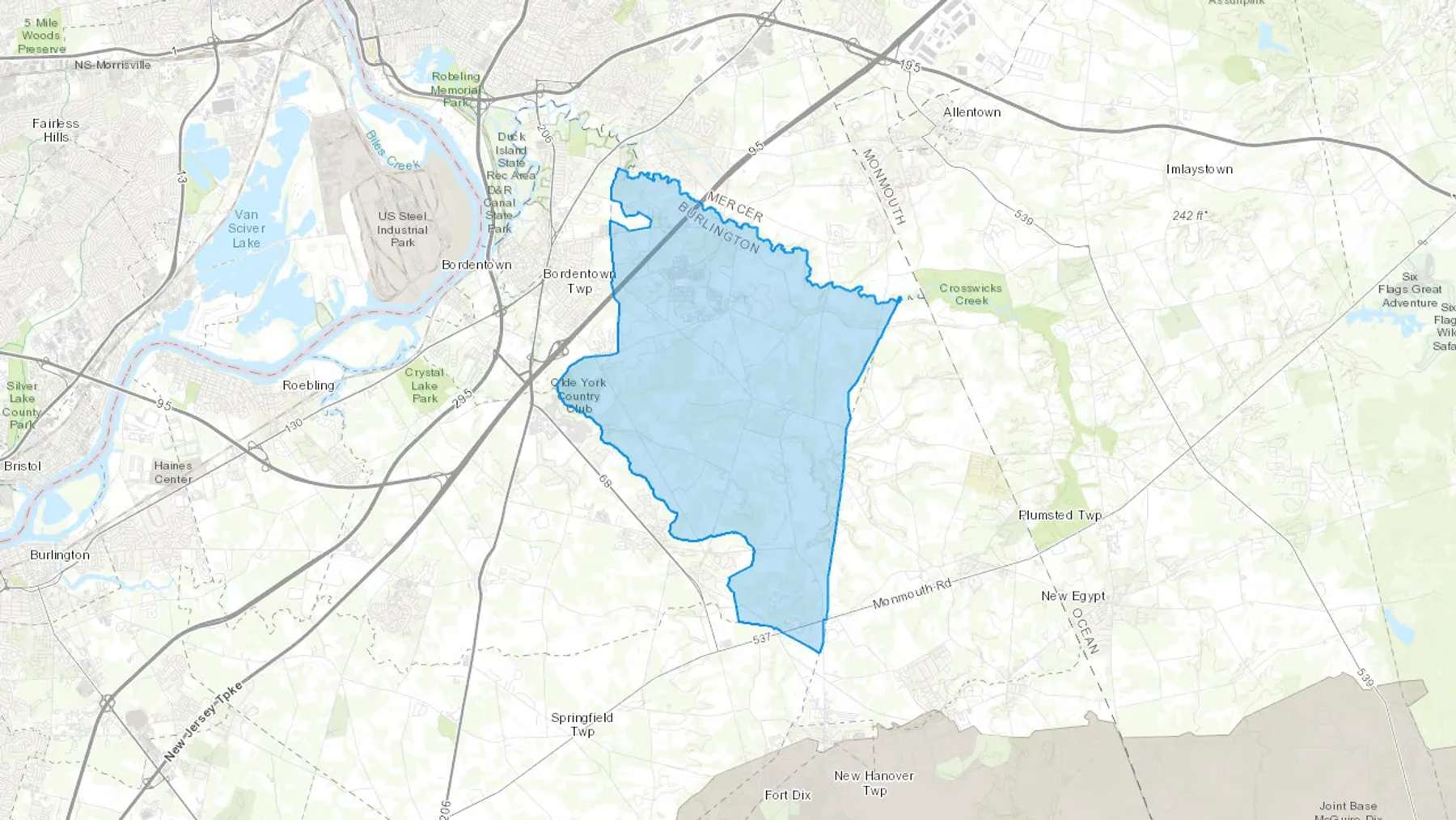 Chesterfield, NJ Cash heating Oil delivery map Map of the COD Fuel Oil delivery service area for Chesterfield, NJ