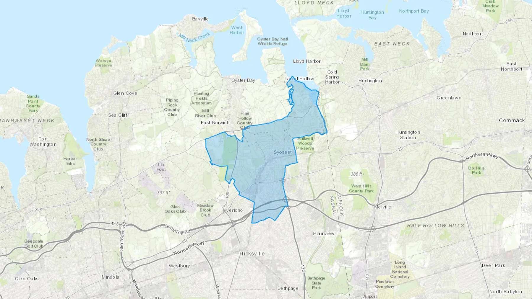 Syosset, NY Cash heating Oil delivery map Map of the COD Fuel Oil delivery service area for Syosset, NY